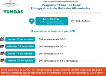 ENTREGARÁN UNIDADES ALIMENTARIAS EN SAN PEDRO