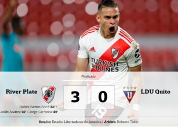 RIVER-LIGA DE QUITO: EL EQUIPO DE GALLARDO CONSTRUYÓ UNA GOLEADA Y SE QUEDÓ CON ELGRUPO D