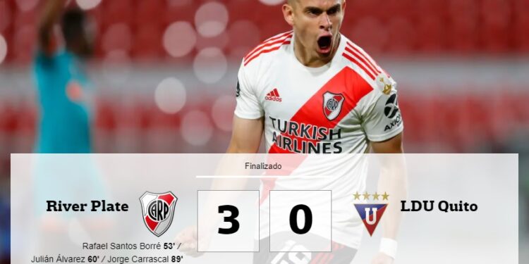 RIVER-LIGA DE QUITO: EL EQUIPO DE GALLARDO CONSTRUYÓ UNA GOLEADA Y SE QUEDÓ CON ELGRUPO D