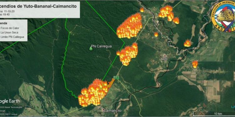 COMBATIRÁN EL FRENTE DIRECTO DEL INCENDIO EN EL PARQUE NACIONAL CALILEGUA