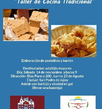 TALLER DE COMIDAS TRADICIONALES PARA ADULTOS MAYORES