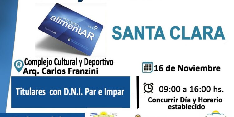 ENTREGARÁN TARJETA ALIMENTAR EN SANTA CLARA