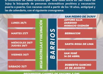 Vacunarán puerta a puerta en San Pedro de Jujuy