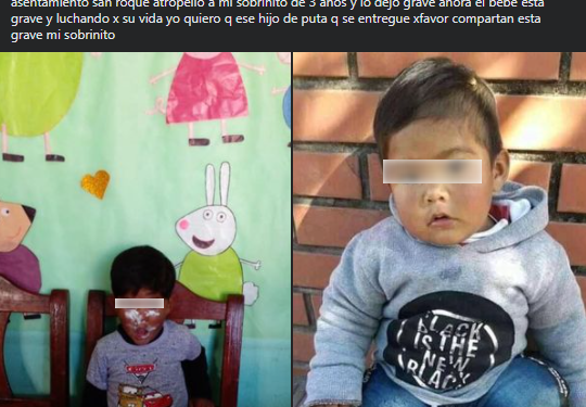 Atropelló a un niño de 3 años y huyó del lugar