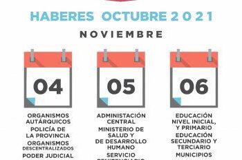 Entre el 4 y el 6 de noviembre la Administración Pública recibirá sus haberes