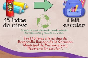 Purmakawsay: Campaña para canjear latas de nieve artificial por kits escolares en Purmamarca