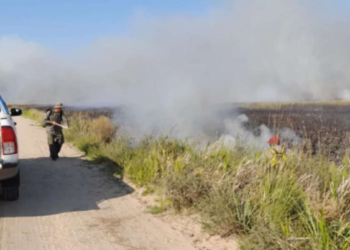 Los brigadistas sampedreños trabajan desde el casco del Parque Nacional Iberá en Corrientes para evitar el avance del incendio