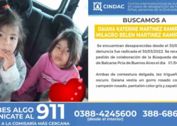 URGENTE: Se busca a Daiana Katerine Martínez Ramírez y Milagro Belén Martínez Ramírez