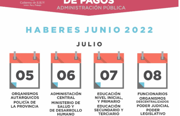 Este martes 5 de julio comienza el cronograma de pagos