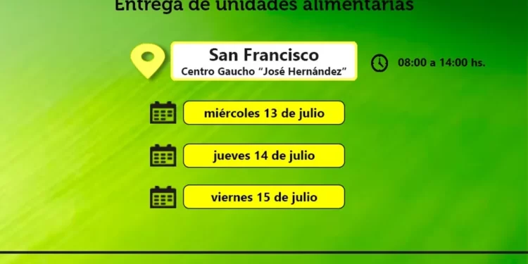 Se entregaran unidades alimentarias en San Francisco