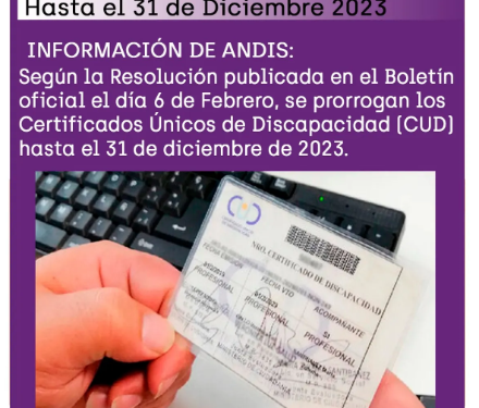 Prórroga por un año del Certificado Único de Discapacidad