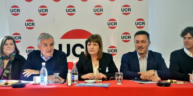 Patricia Bullrich sumó una foto de unidad: fue recibida por Gerardo Morales en el Comité Nacional de la UCR