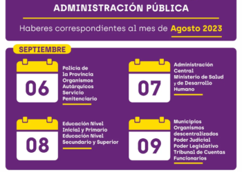 El miércoles 6 de septiembre inicia el cronograma de pagos para los agentes de las reparticiones públicas