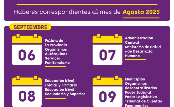 El miércoles 6 de septiembre inicia el cronograma de pagos para los agentes de las reparticiones públicas