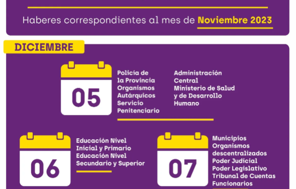 Cronograma de pagos por el mes de noviembre