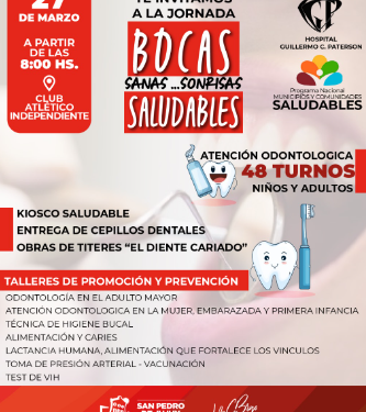 Este miércoles se realiza la jornada de atención odontológica gratuita “Bocas sanas, sonrisas saludables”