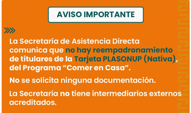 No hay convocatoria de reempadronamiento para la Tarjeta Plasonup