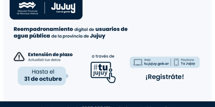 Extensión de plazo para el reempadronamiento digital de usuarios de agua pública