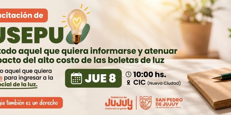 Alerta por tarifas: SUSEPU capacitará en San Pedro ante la inminente quita de subsidios nacionales a la luz